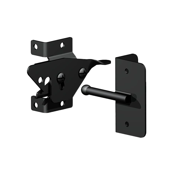 NARROW STRIKE LATCH - 2 SIDE ENTRY - 1 SIDE LOCKABLE - STAINLESS STEEL - BLACK