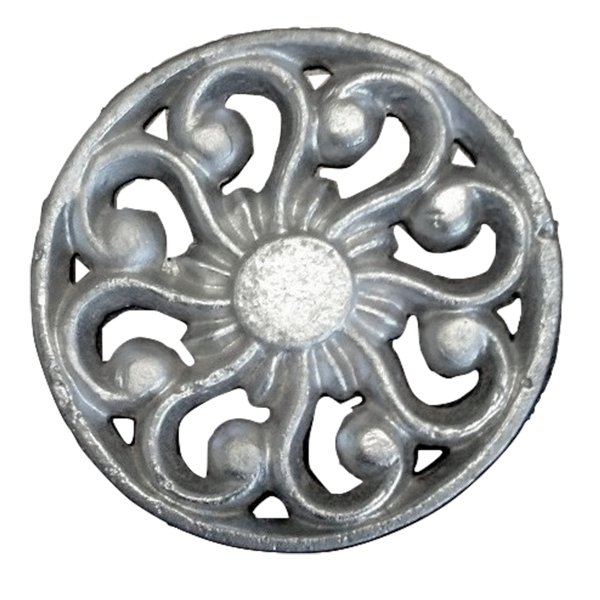 3" OD ROSETTE - PINWHEEL - FLAT BACK - SAND CAST - ALUM