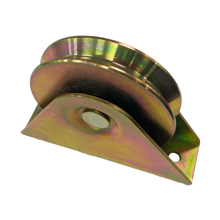 4" V-GROOVE WHEEL with BRACKET - 396# LOAD - GOLD FINISH