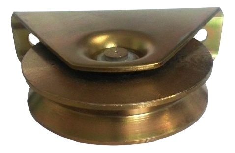 4" V-GROOVE WHEEL with BRACKET - 396# LOAD - GOLD FINISH
