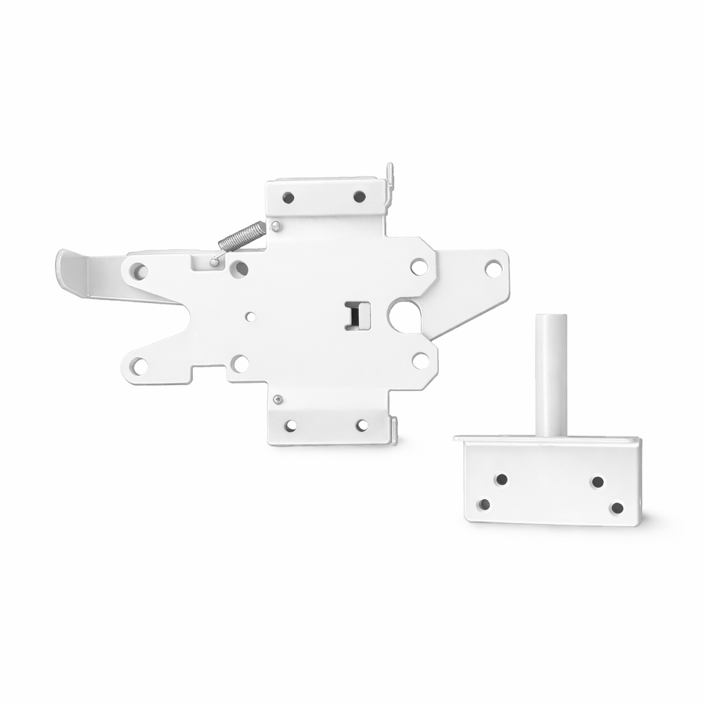 STANDARD PVC GATE LATCH - 2-SIDED LOCKABLE - STAINLESS STEEL - WHITE