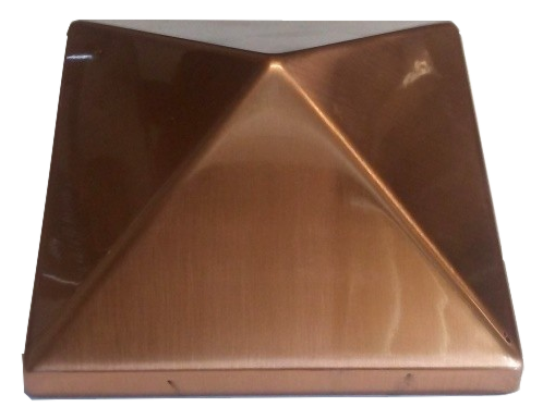 4" COPPER PLATED SS POST CAP for 3-1/2" SQ WOOD POST